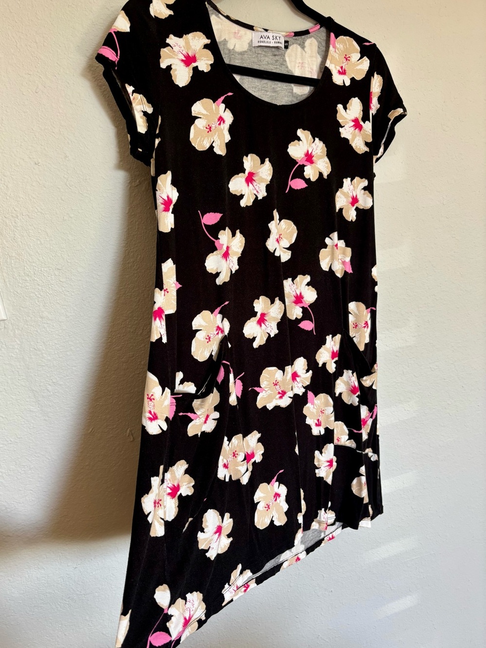 Ava Sky Black Floral Dress with Pink and Cream Accents